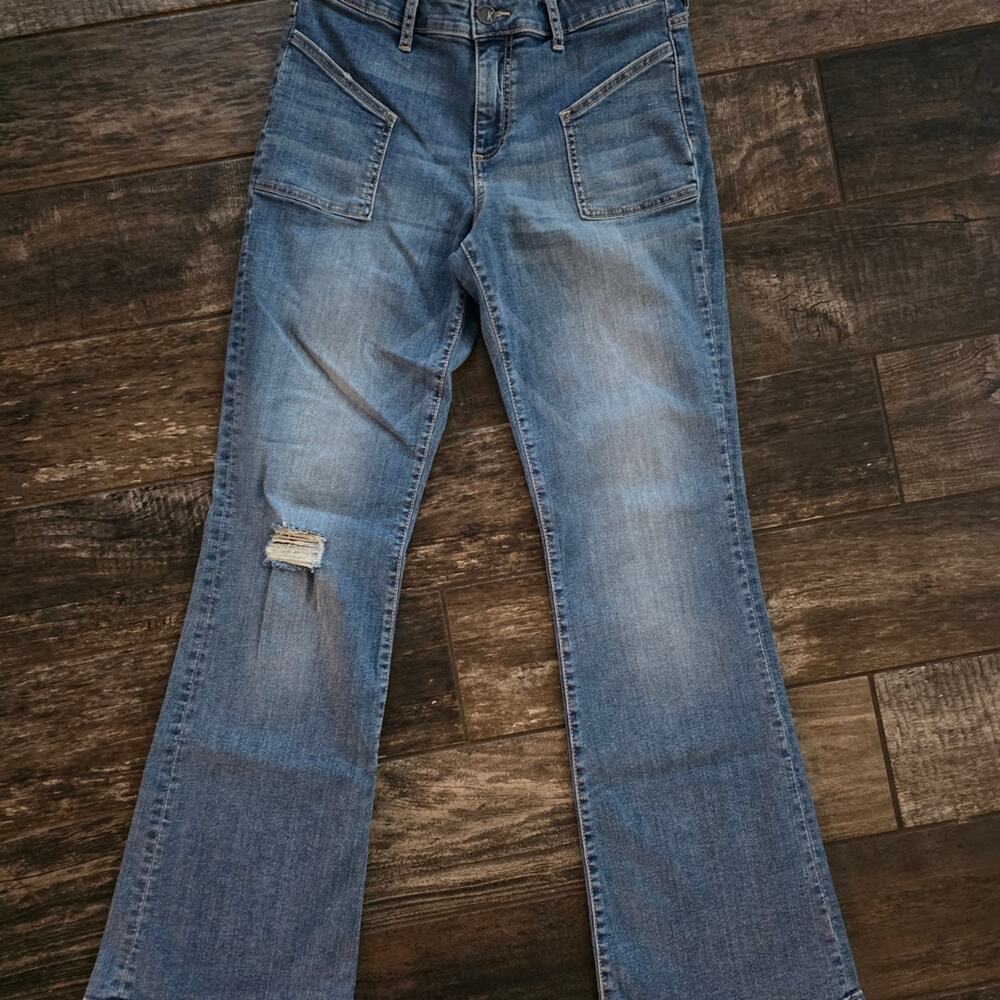 #512 Kut from the Kloth Distressed Blue Flare Jeans